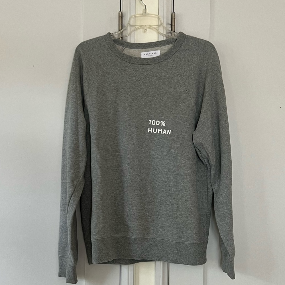 Everlane gray 100% human crew neck sweatshirt size L